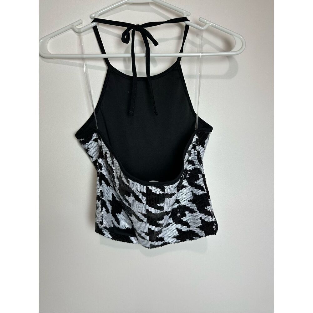 Houndstooth Halter sequin Top - Picture 4 of 5
